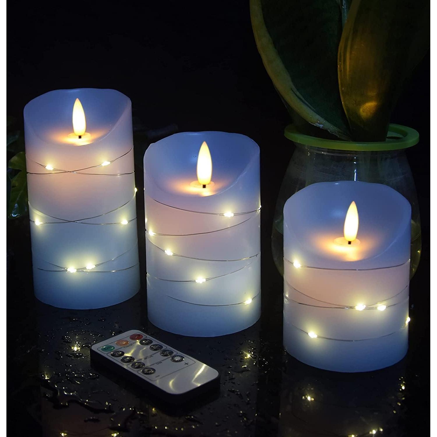 Set de 3 Velas LED Danip Azul Cielo con Control Remoto