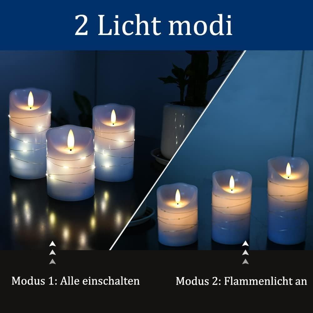 Set de 3 Velas LED Danip Azul Cielo con Control Remoto