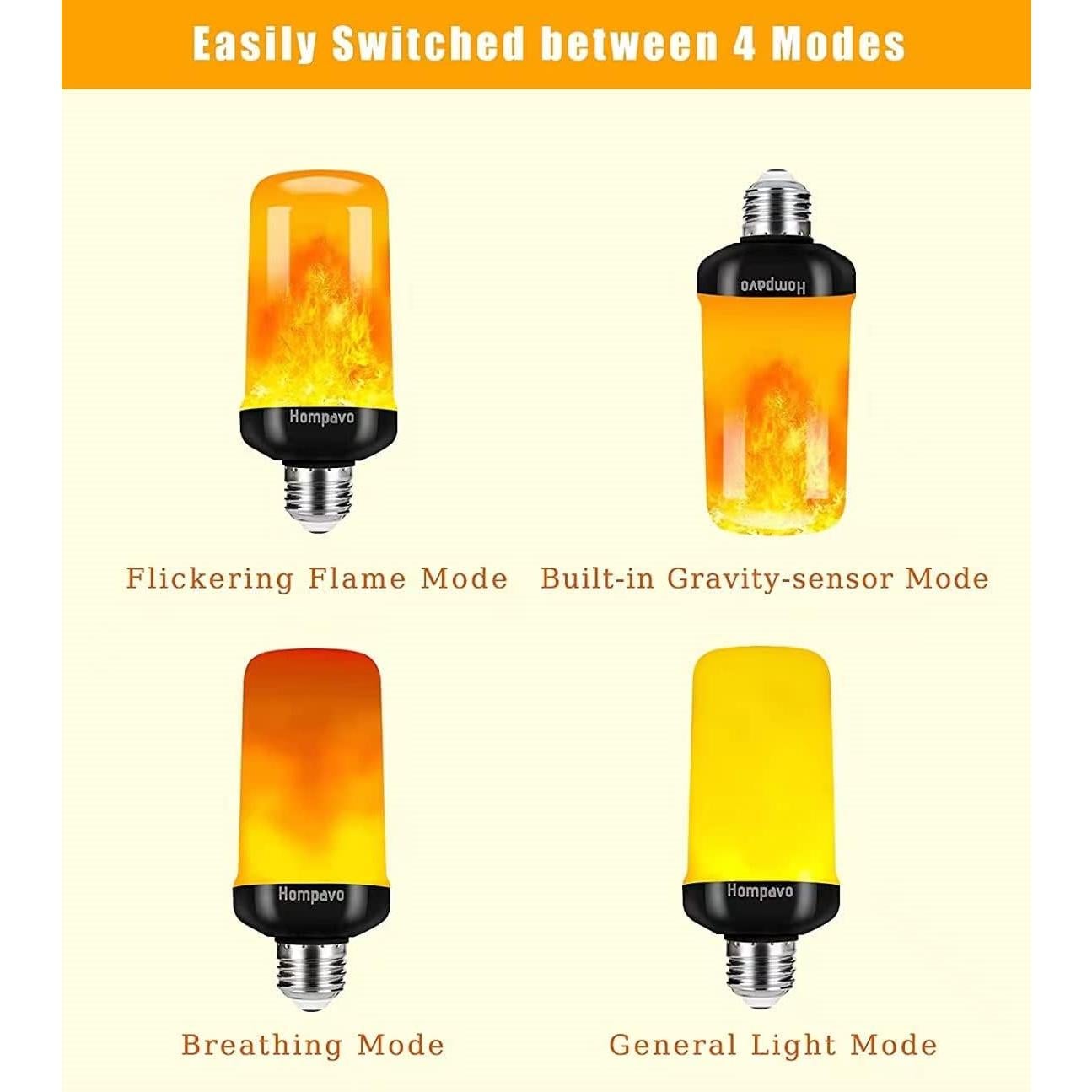 Bombillas LED de Llama Hompavo E26/E27 - 4 Modos, Paquete de 2