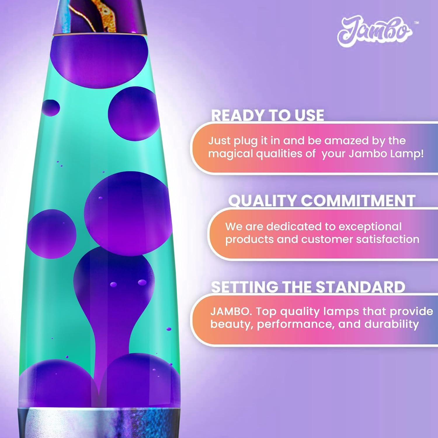 Lámpara Líquida Jambo 41cm - Verde Teal y Cera Púrpura