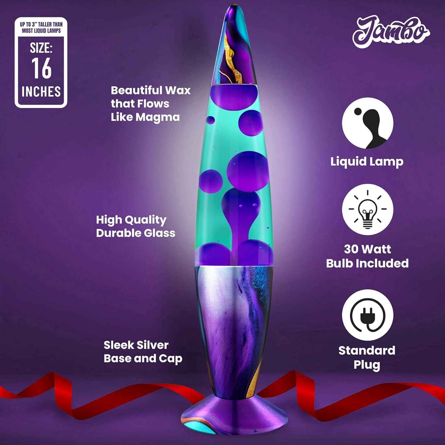 Lámpara Líquida Jambo 41cm - Verde Teal y Cera Púrpura