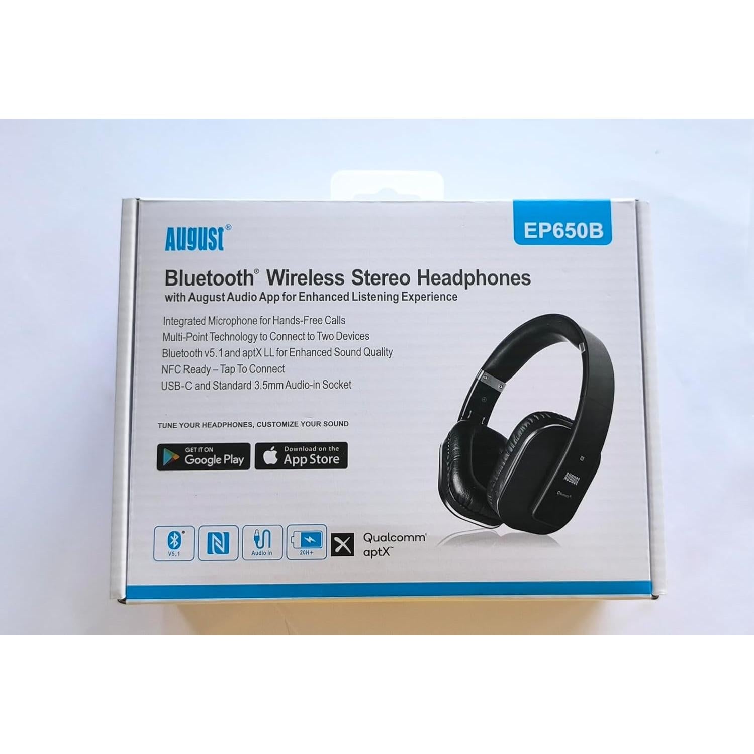 Auriculares Inalámbricos August EP650 - Sonido Graves y Confort