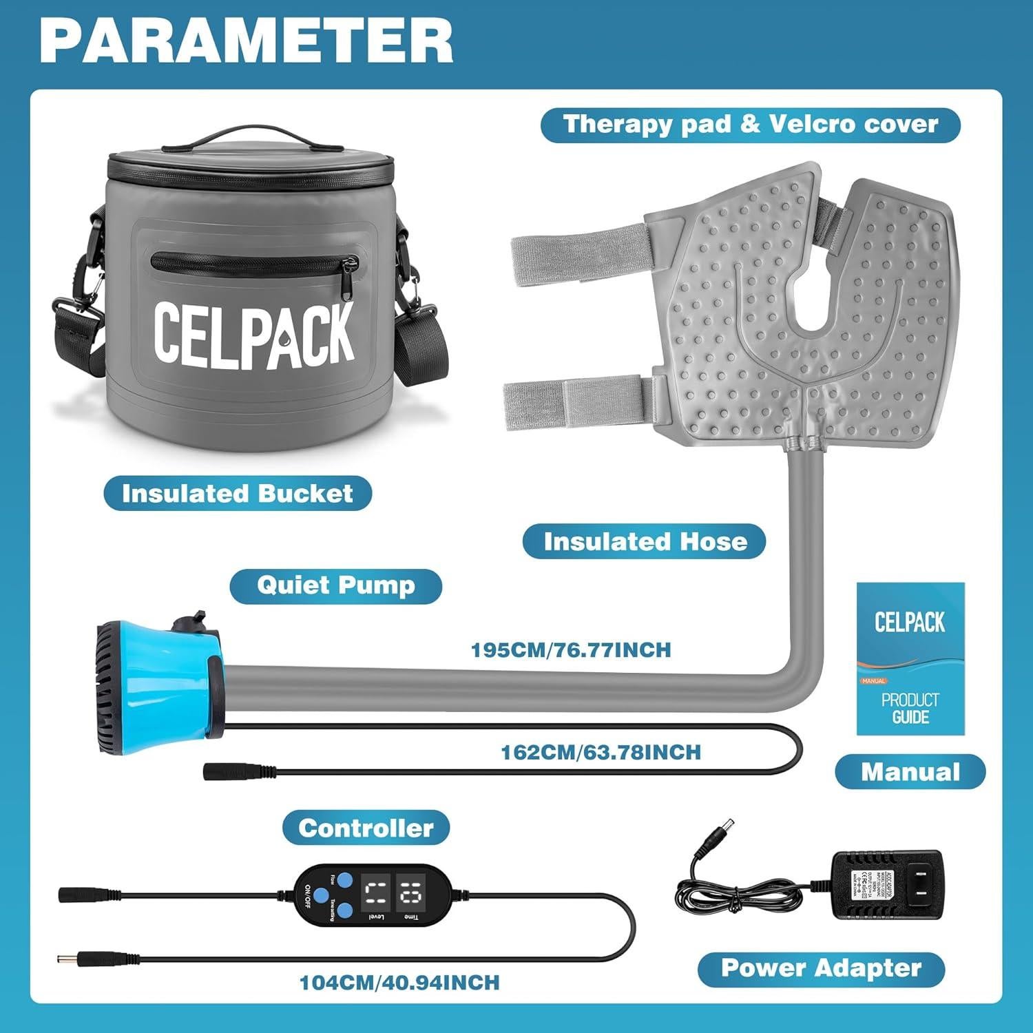 Máquina de Terapia de Hielo Celpack, Portátil, 2m Manguera