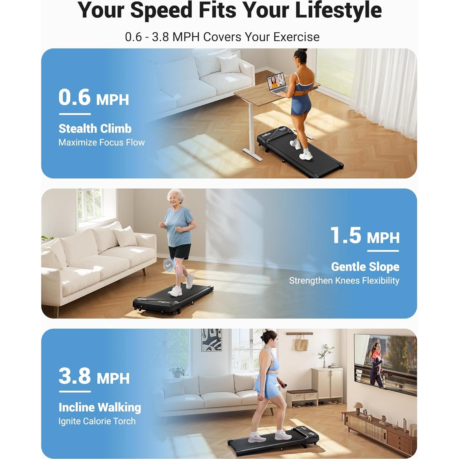 Caminadora Bajo Escritorio THERUN YT05P-C 2.5HP 136kg Inclinación