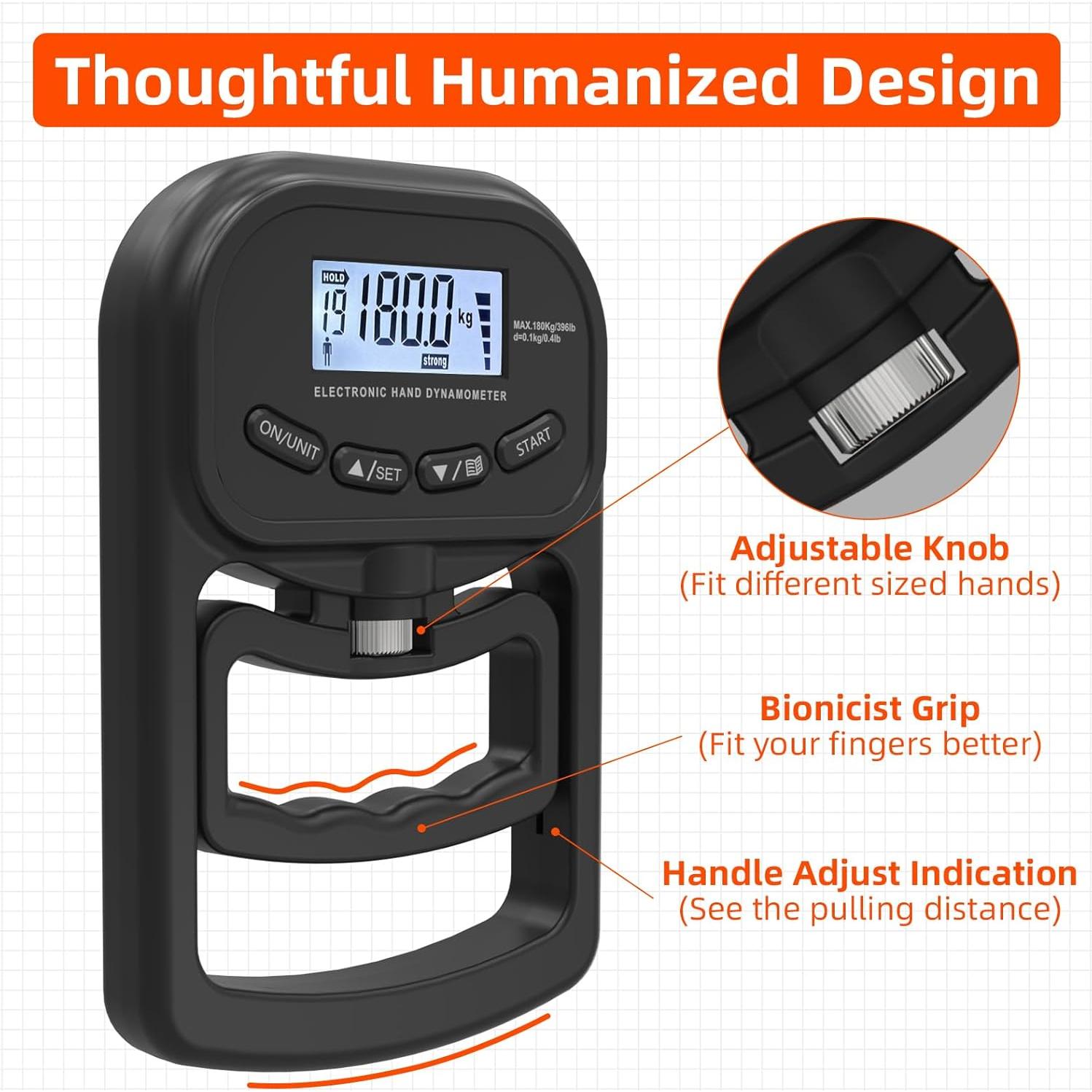 Dinamómetro de Mano Inaepeak 180kg Electrónico Recargable