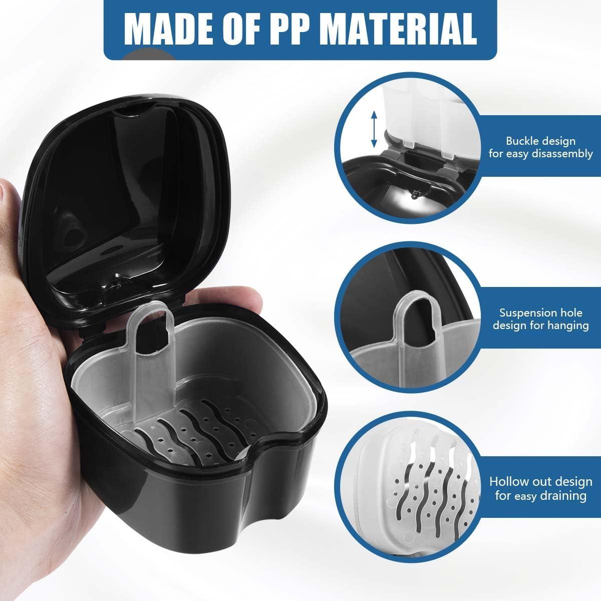 Caja de Baño para Dentaduras KISEER Negra con Cepillo y Cesta