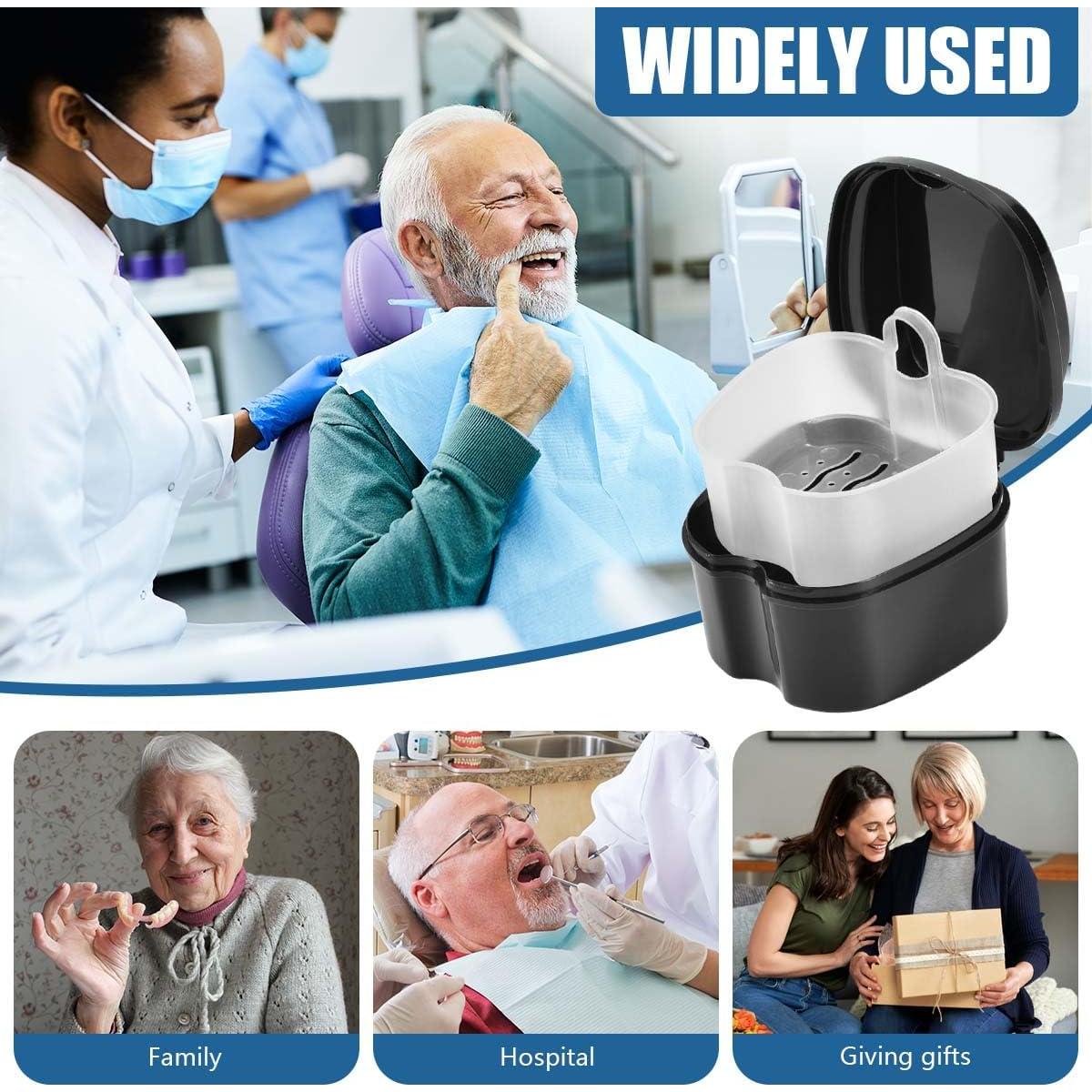 Caja de Baño para Dentaduras KISEER Negra con Cepillo y Cesta