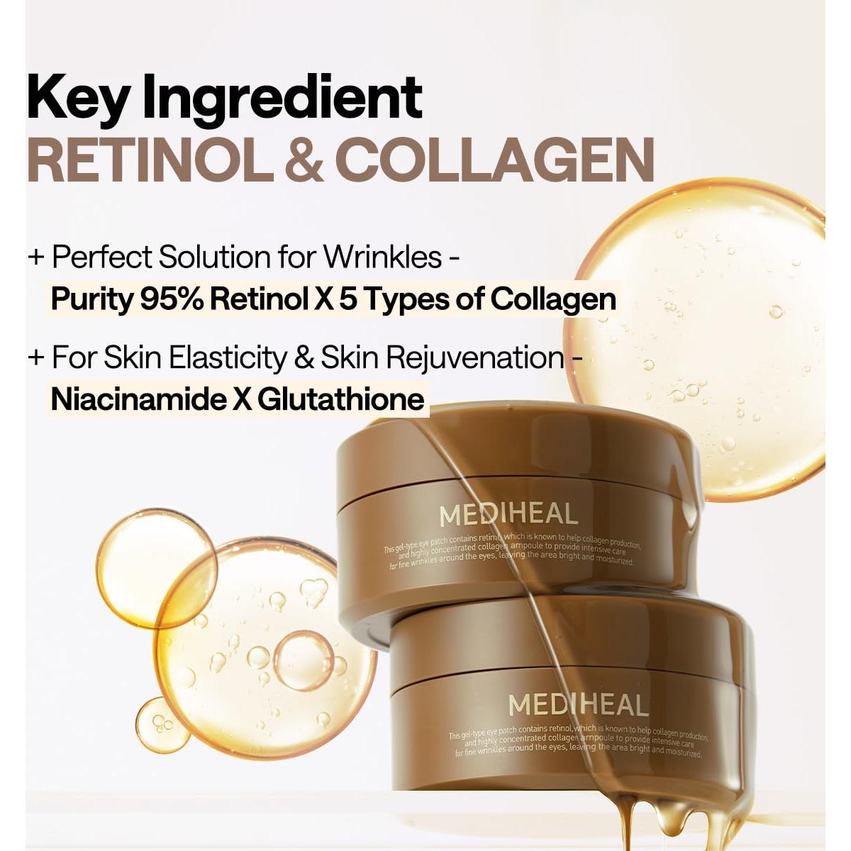 Parches para Ojos Mediheal Retinol Colágeno 60 Unidades