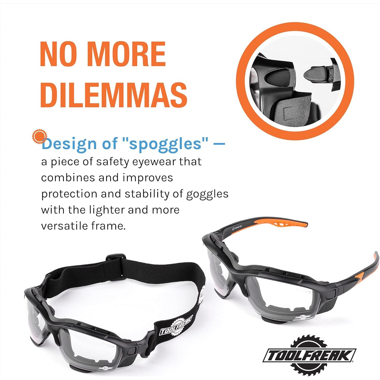 Gafas de Seguridad ToolFreak Spoggles ANSI Z87 Lentes Claros
