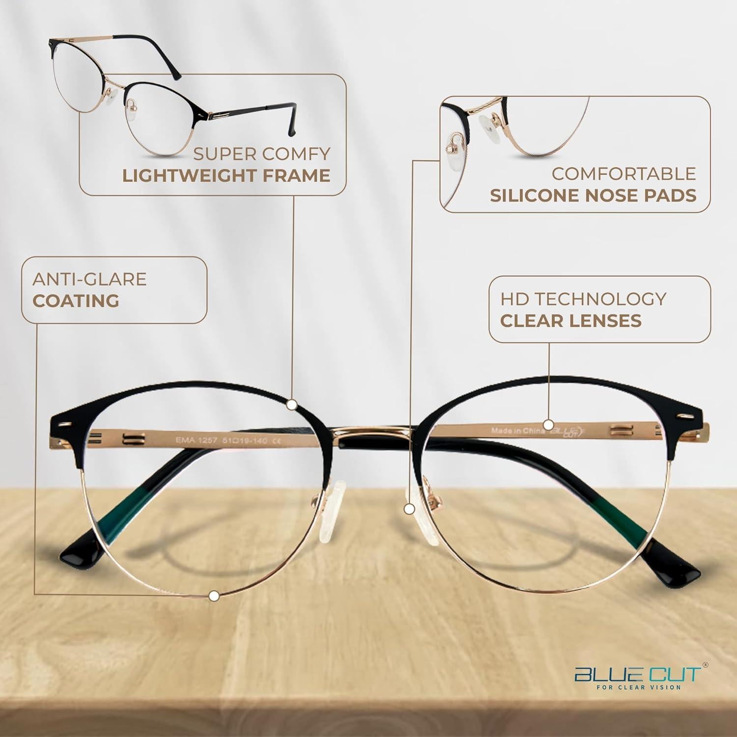 Gafas de Bloqueo de Luz Azul Blue Cut - Unisex, Vintage, Anti-Fatiga