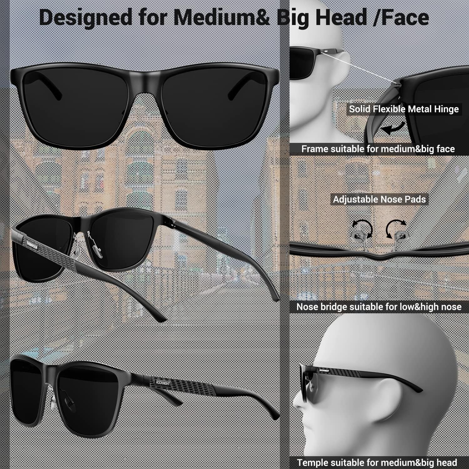 Gafas de sol polarizadas ROCKNIGHT HD UV400 marco metal 60mm