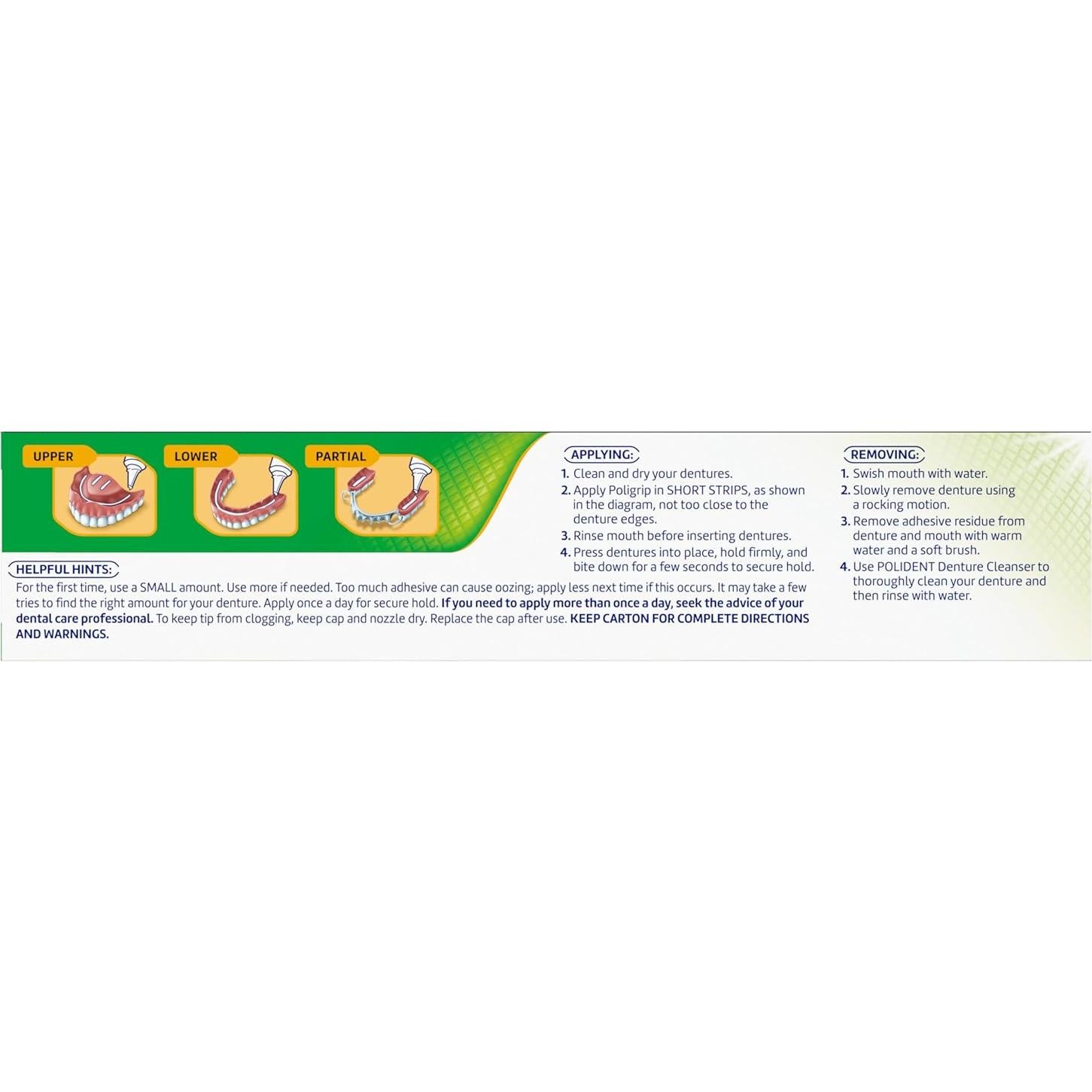 Crema Adhesiva para Dentaduras Poligrip Power Max 4x62.37g Menta