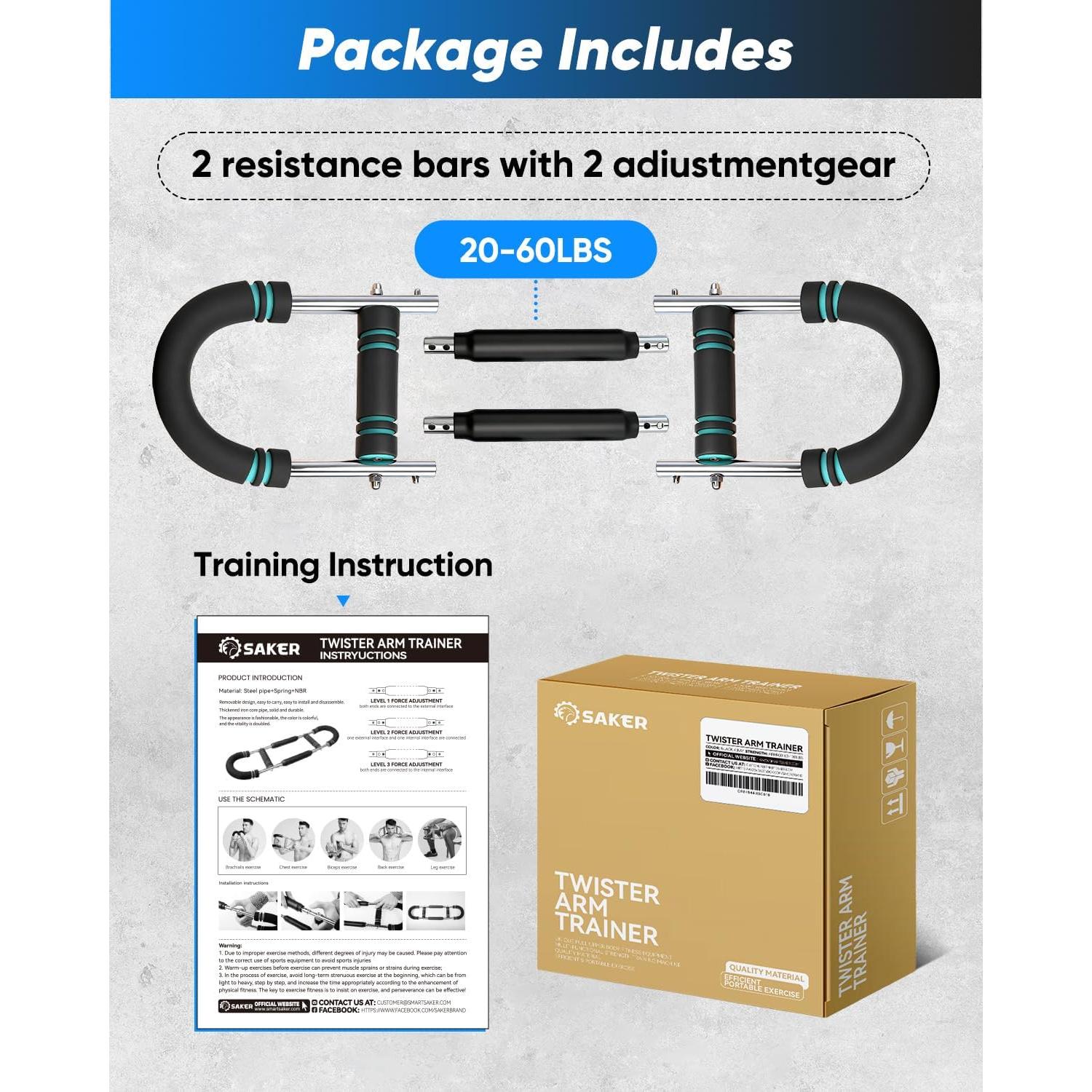 Entrenador de brazos Saker CP84844 ajustable 20-60LB