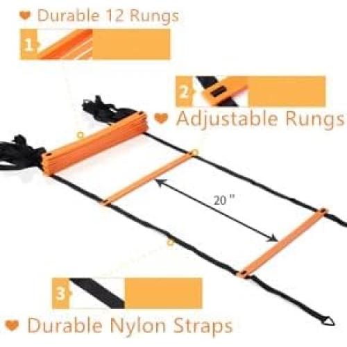 Escalera de Agilidad GHB 12 Peldaños 6.1m con Conos y Paracaídas