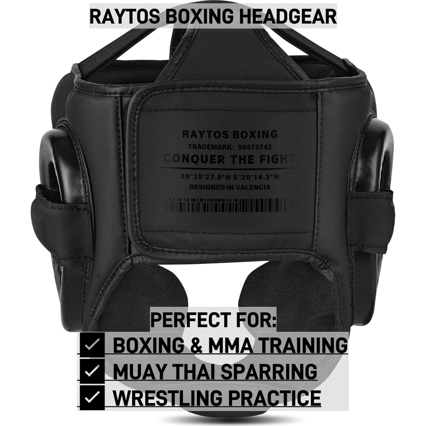 Casco de Boxeo Raytos Negro para MMA y Muay Thai - Protección Premium
