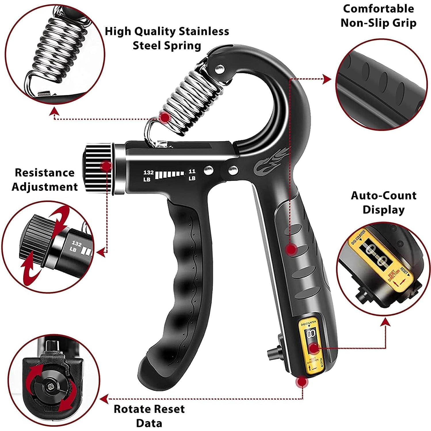 Entrenador de Fuerza de Agarre FLYFE, Ajustable 5-60 kg, Paquete de 2