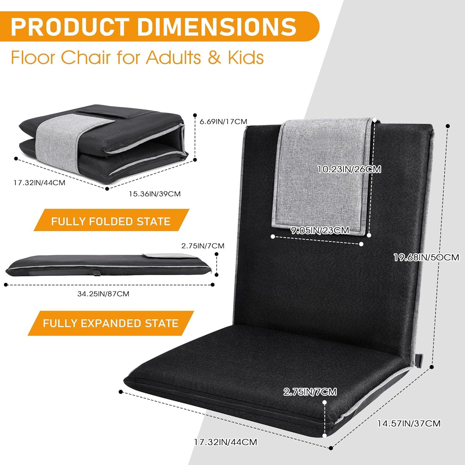 Silla de Meditación Plegable FASTMOMENT 14 Posiciones Lino Negro