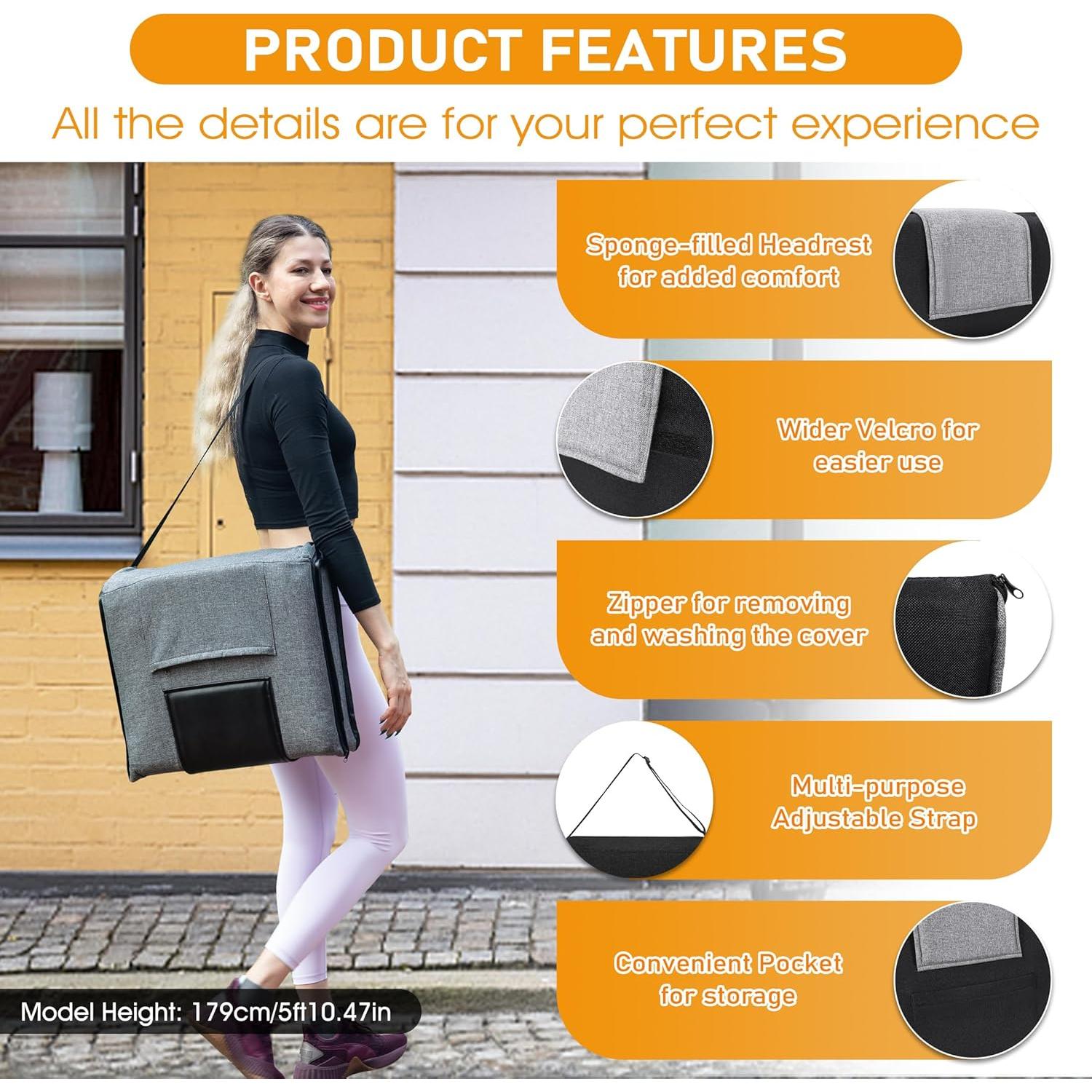 Silla de Meditación Plegable FASTMOMENT 14 Posiciones Lino Negro