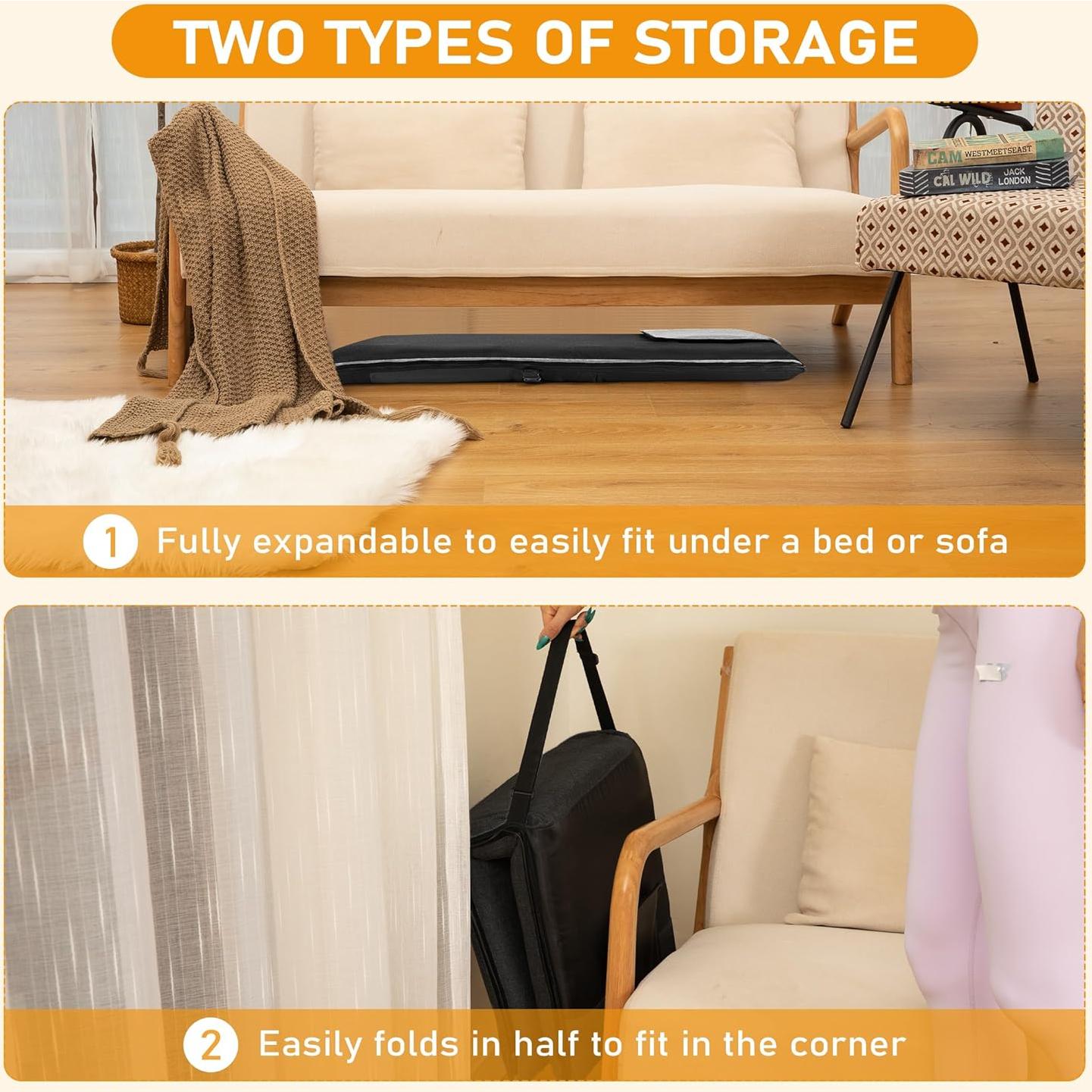 Silla de Meditación Plegable FASTMOMENT 14 Posiciones Lino Negro