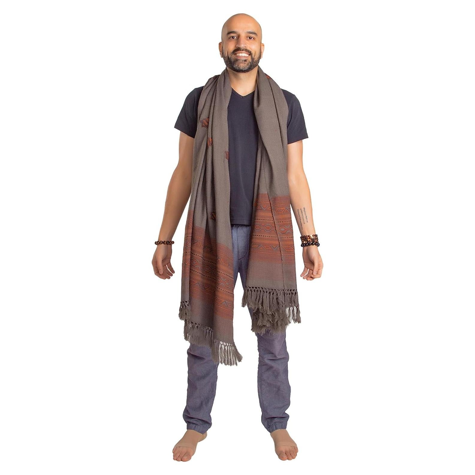 Chal de Meditación Om Shanti Crafts 2.13m x 1.07m Gris