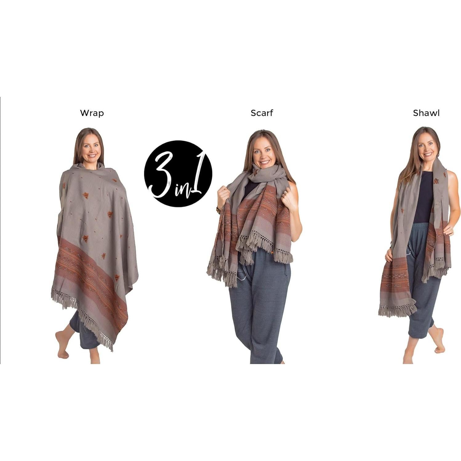 Chal de Meditación Om Shanti Crafts 2.13m x 1.07m Gris