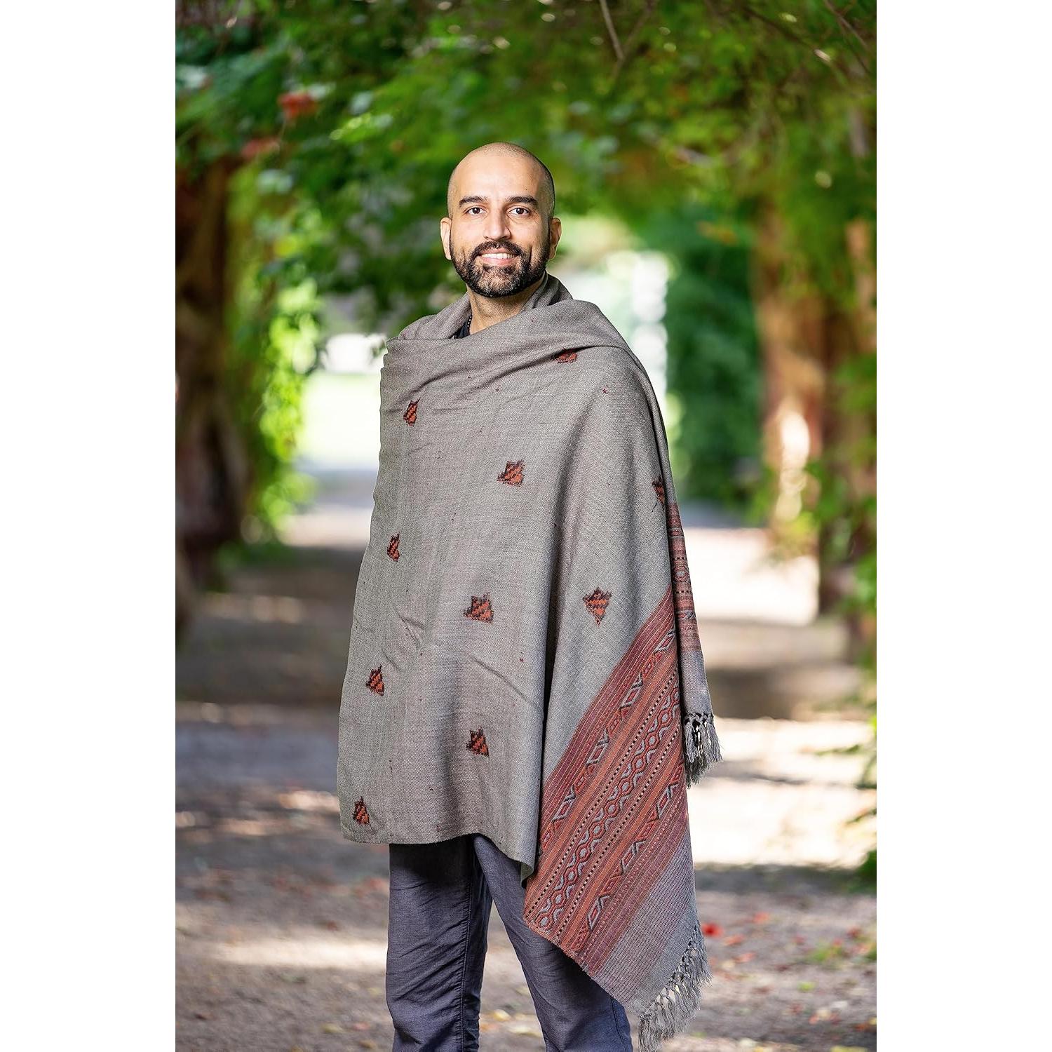 Chal de Meditación Om Shanti Crafts 2.13m x 1.07m Gris