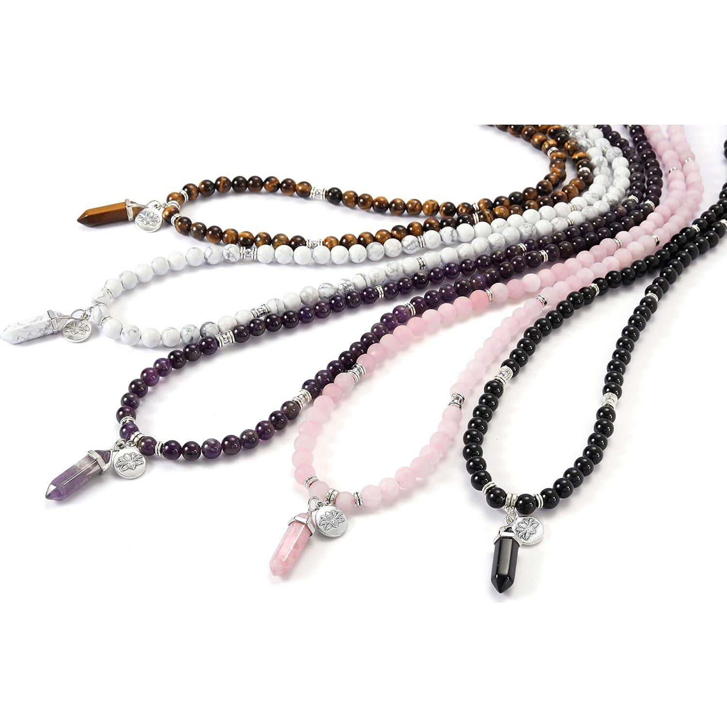 Pulsera Mala de 108 Cuentas 8mm Amatista y Cuarzo Rosa Jovivi