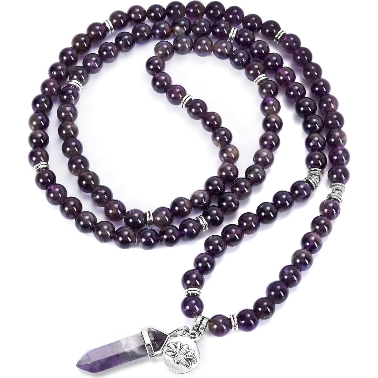 Pulsera Mala de 108 Cuentas 8mm Amatista y Cuarzo Rosa Jovivi