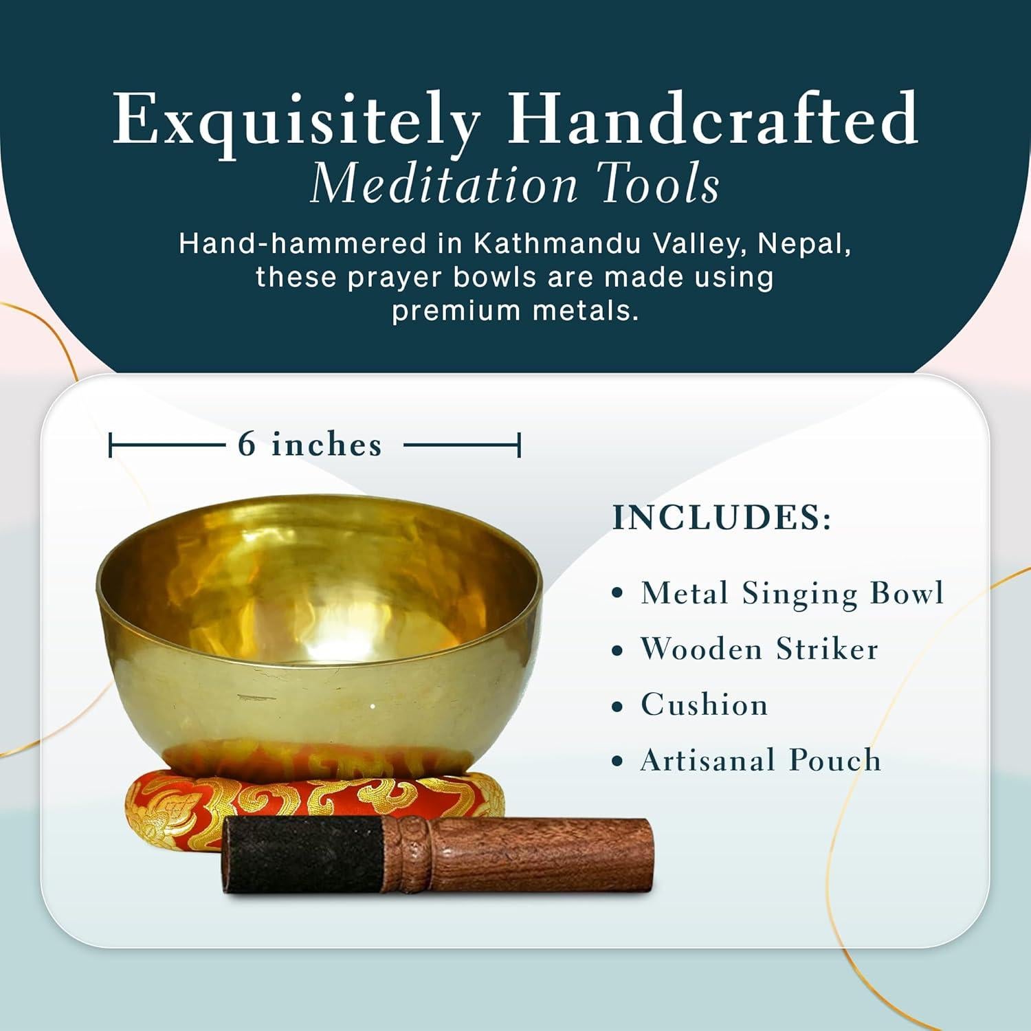 Cuenco Tibetano Cantante Sanskar Nepal 15.24 cm con Golpeador