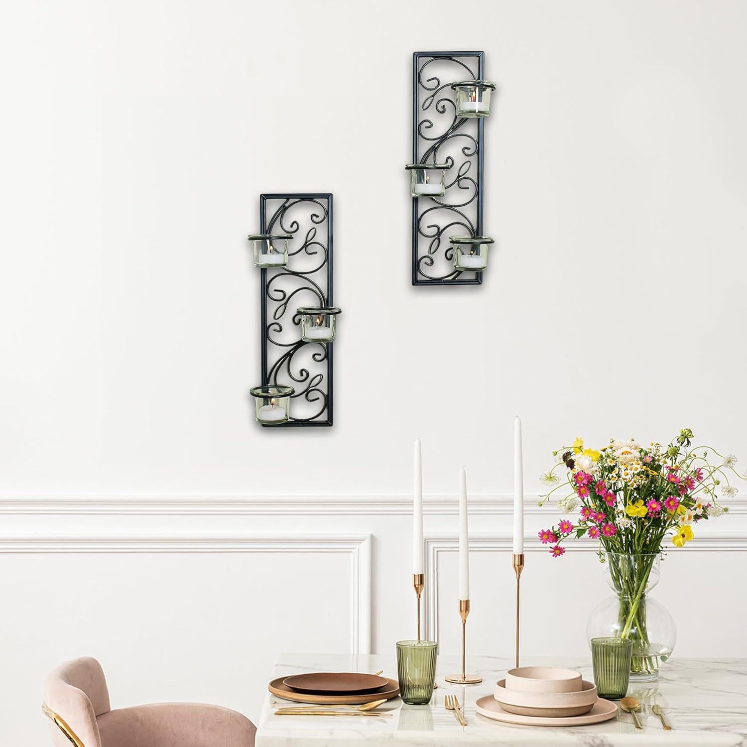 Conjunto de 2 Apliques de Pared Hierro Negro 34.9 cm Hosley