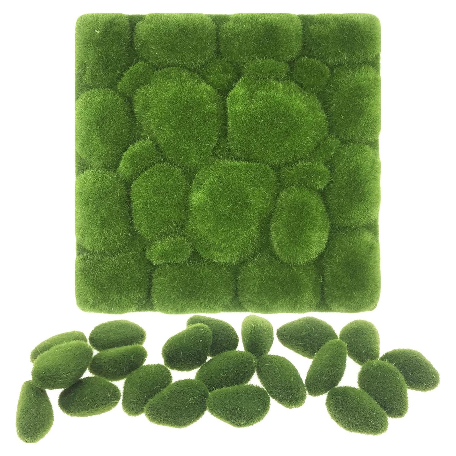 Woohome 20 PCS Musgo Artificial y Rocas Decorativas 30 cm