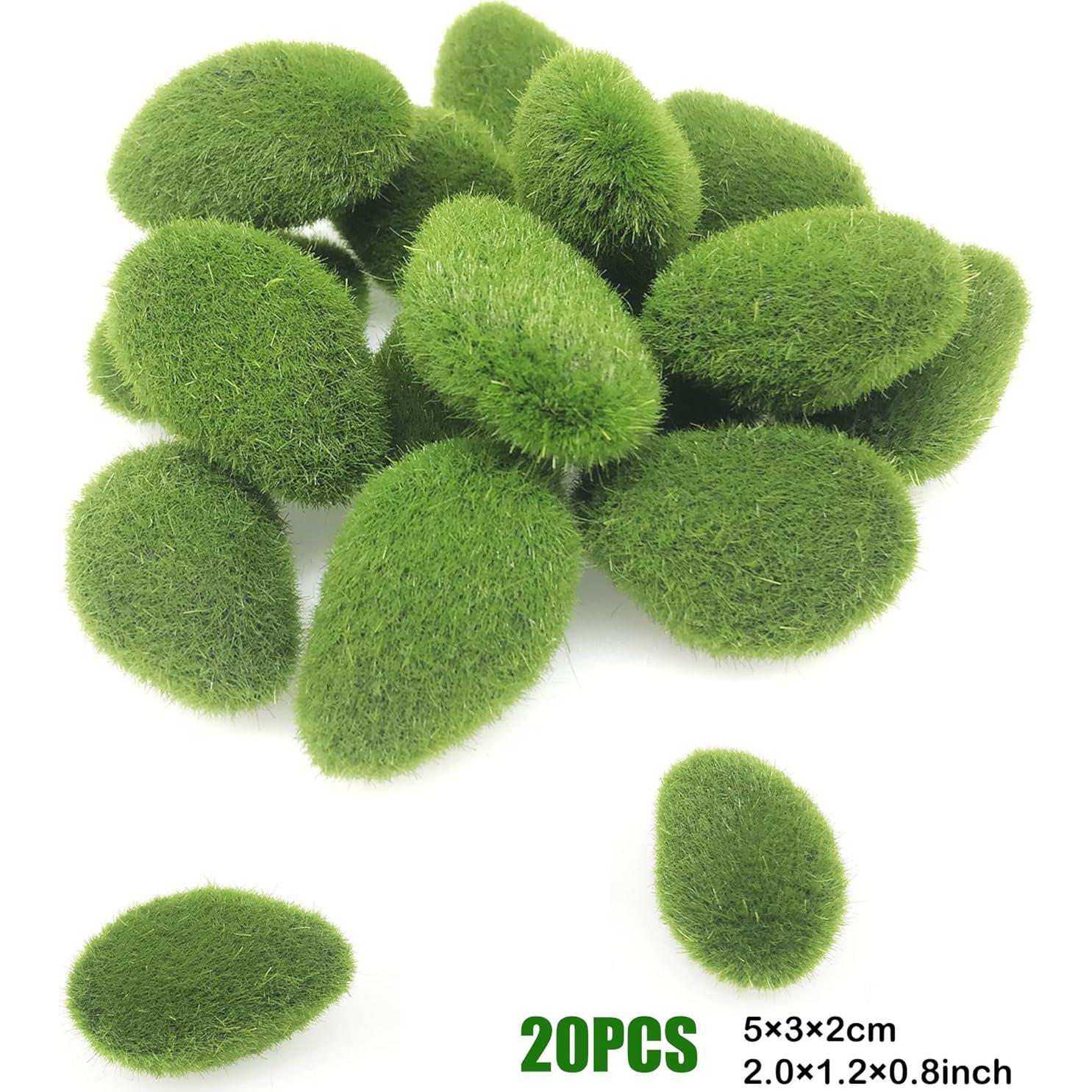 Woohome 20 PCS Musgo Artificial y Rocas Decorativas 30 cm