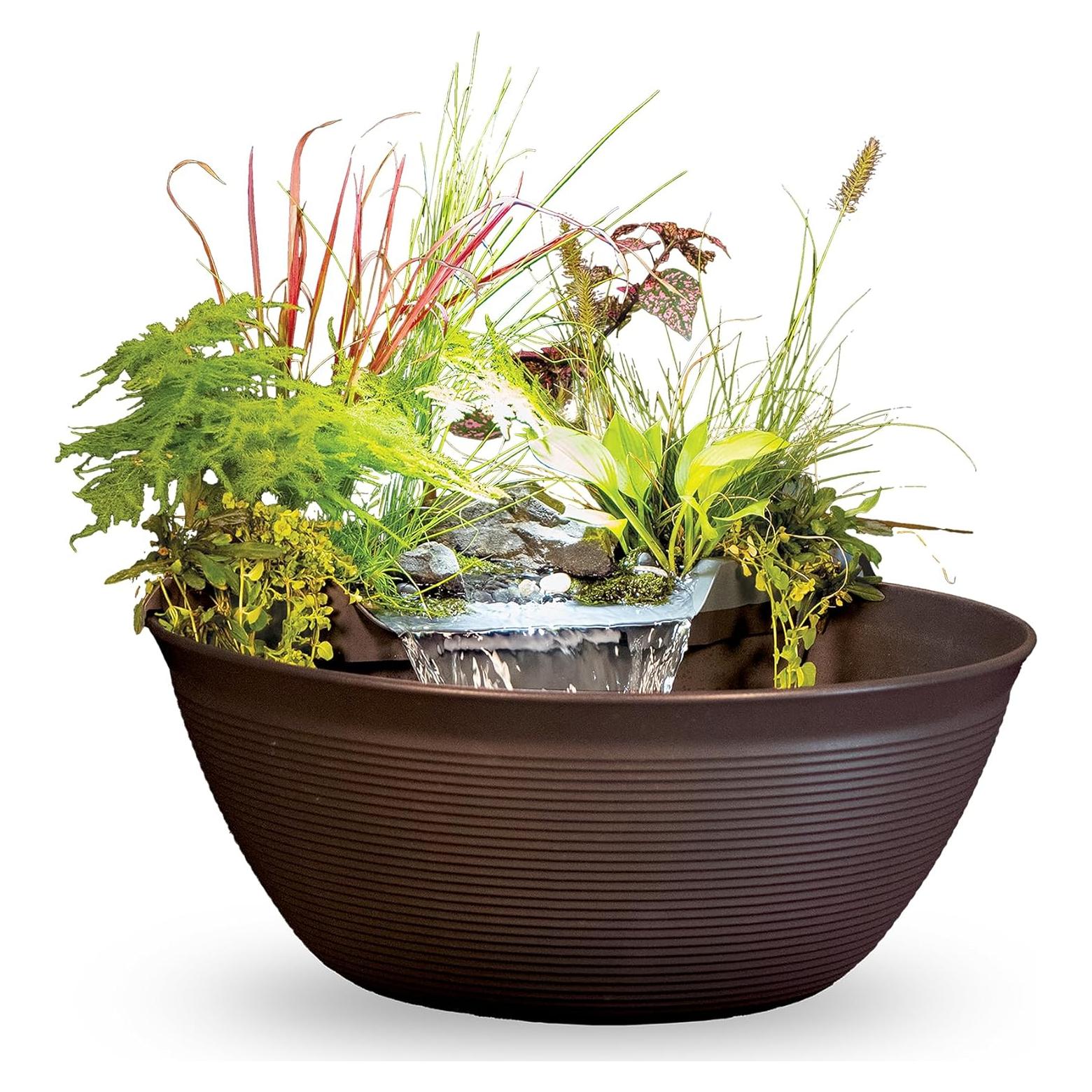 Kit Mini Estanque Aquascape 60cm con Fuente y Bomba Marrón