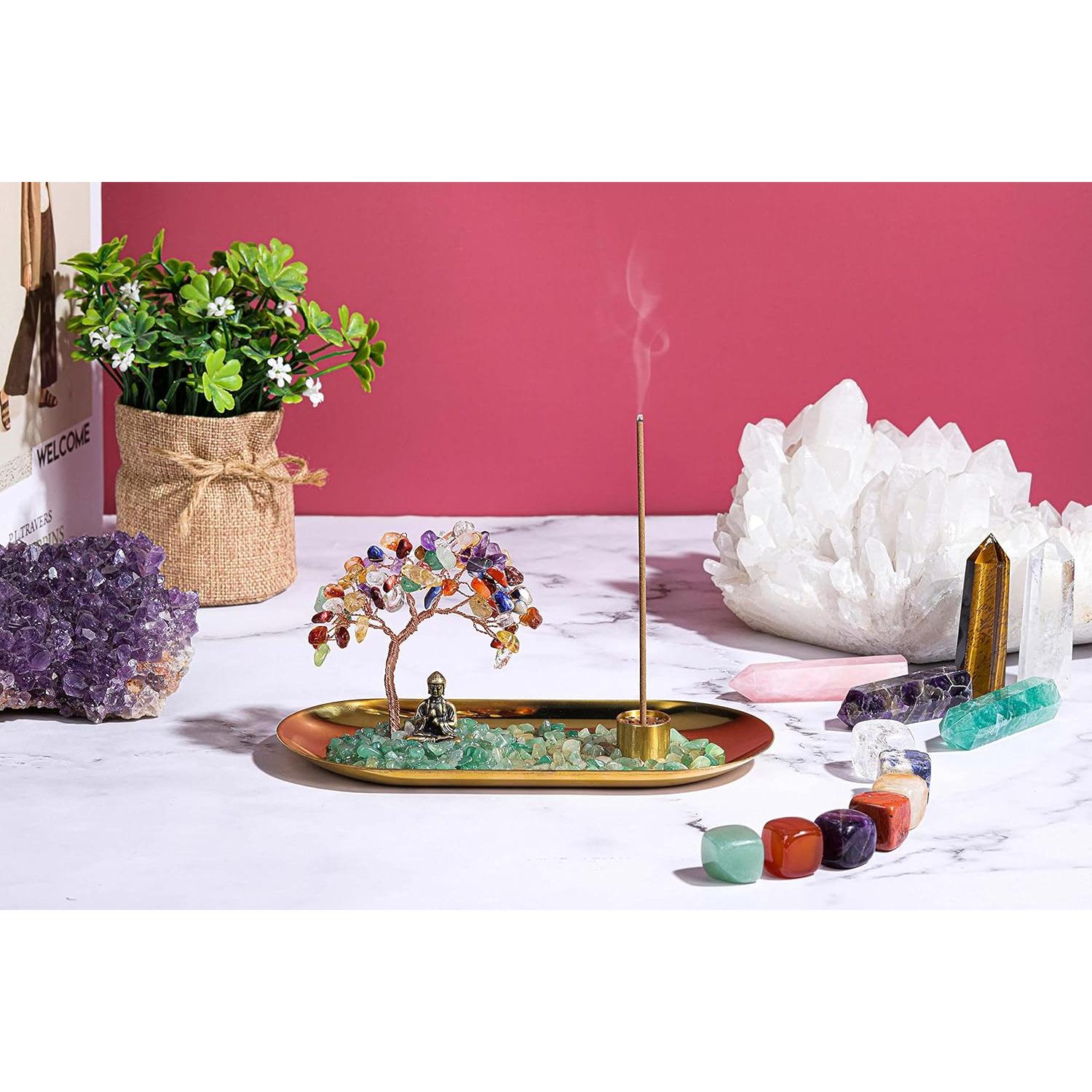 Soporte de Incienso de Cristal Jovivi con Estatua de Buda 9cm