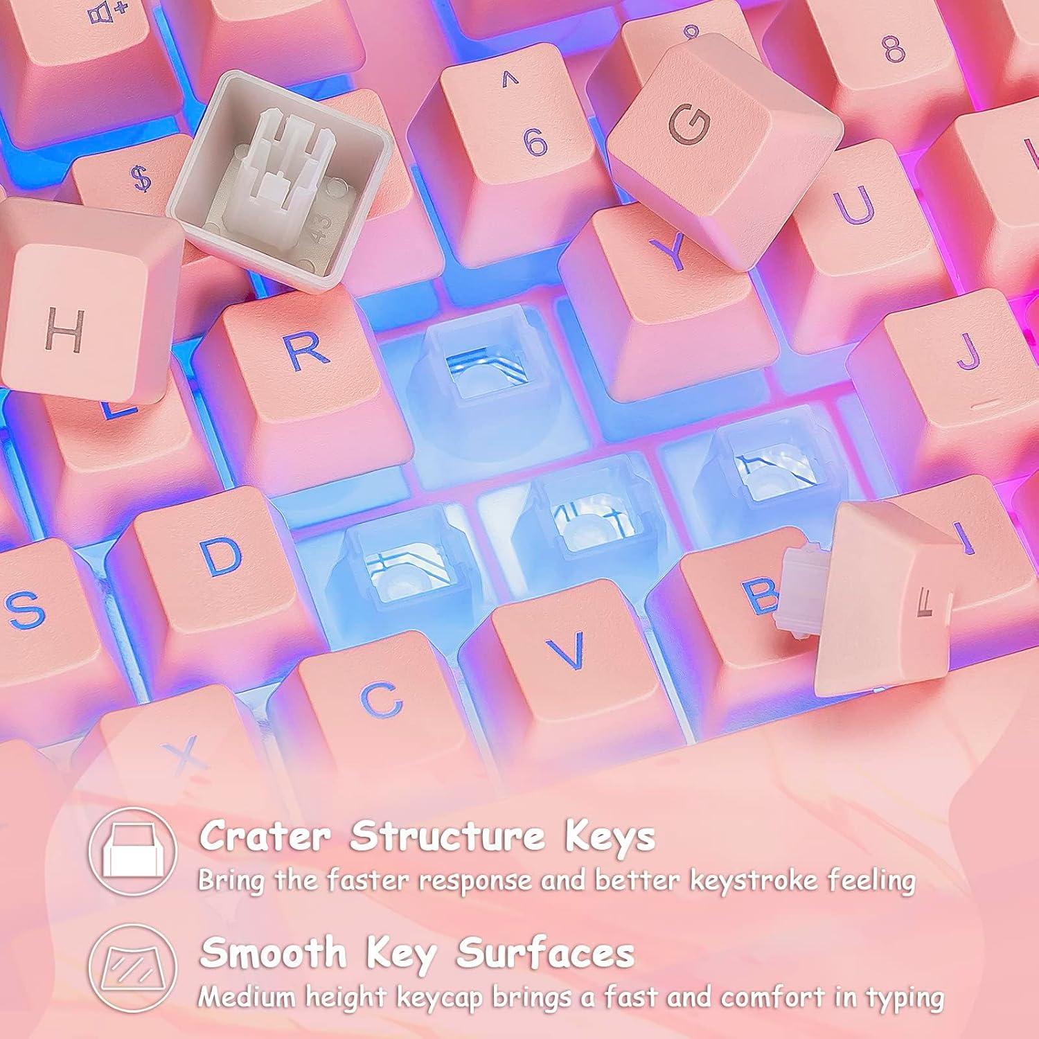 Combo Teclado y Ratón CHONCHOW Rosa Retroiluminado RGB