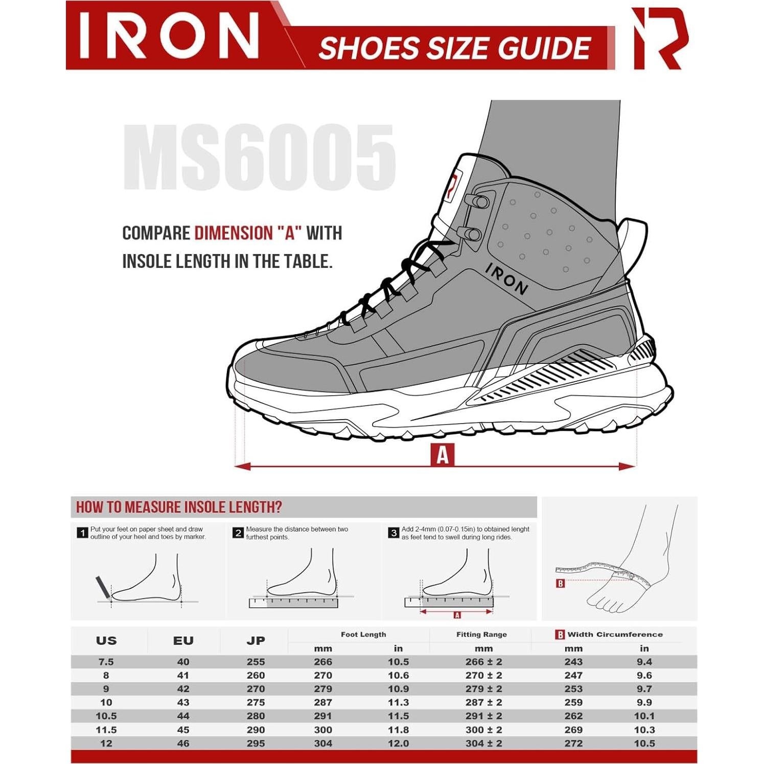 IRON JIA'S Motorcycle Shoes for Men, Waterproof Anti-Slip Breathable Street Casual Motorcycle Riding Boots with Lace Garage, Ankle Support, Shift Pads 7.5