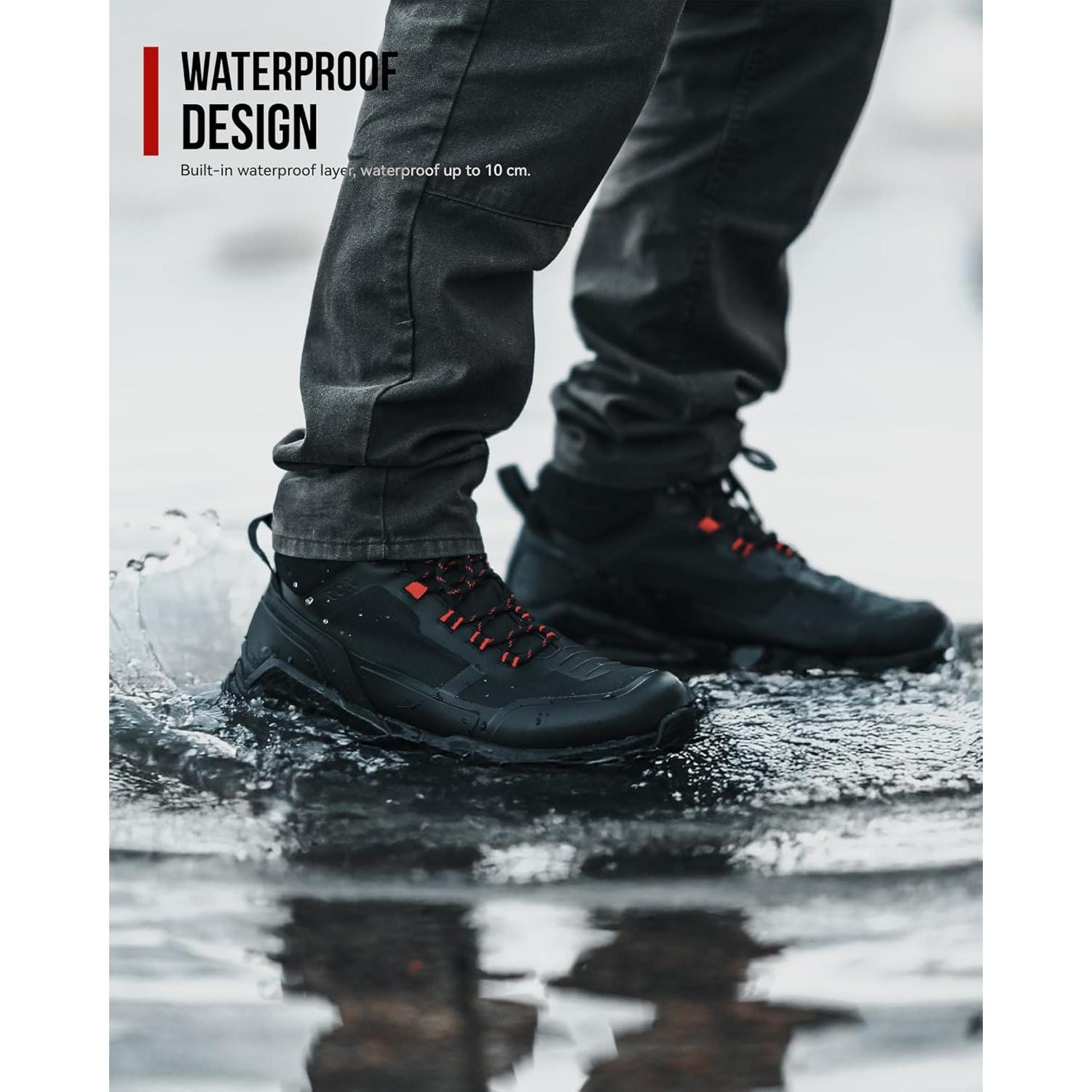 IRON JIA'S Motorcycle Shoes for Men, Waterproof Anti-Slip Breathable Street Casual Motorcycle Riding Boots with Lace Garage, Ankle Support, Shift Pads 7.5