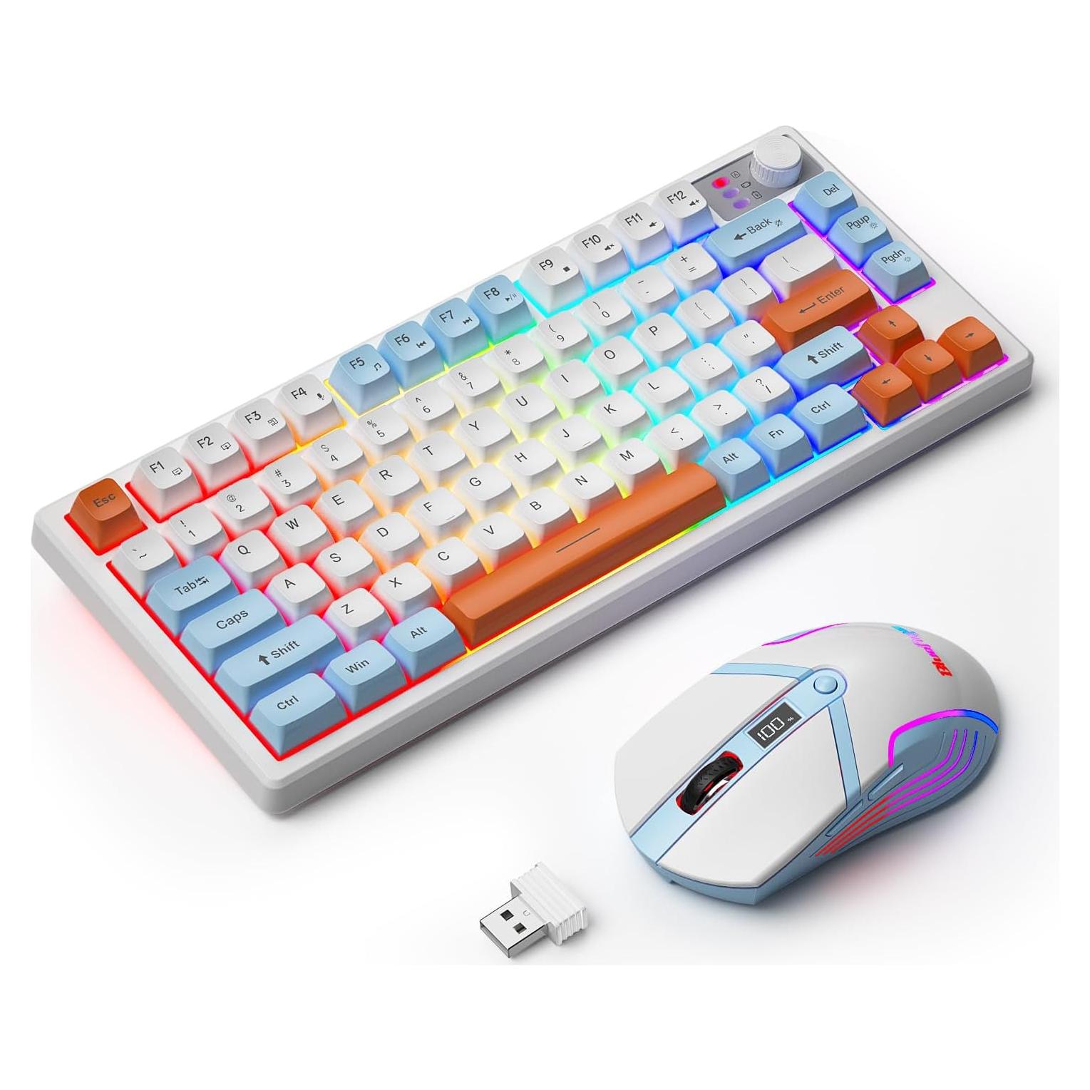 Teclado y Ratón Inalámbricos BlueFinger V75 RGB 75% Recargable