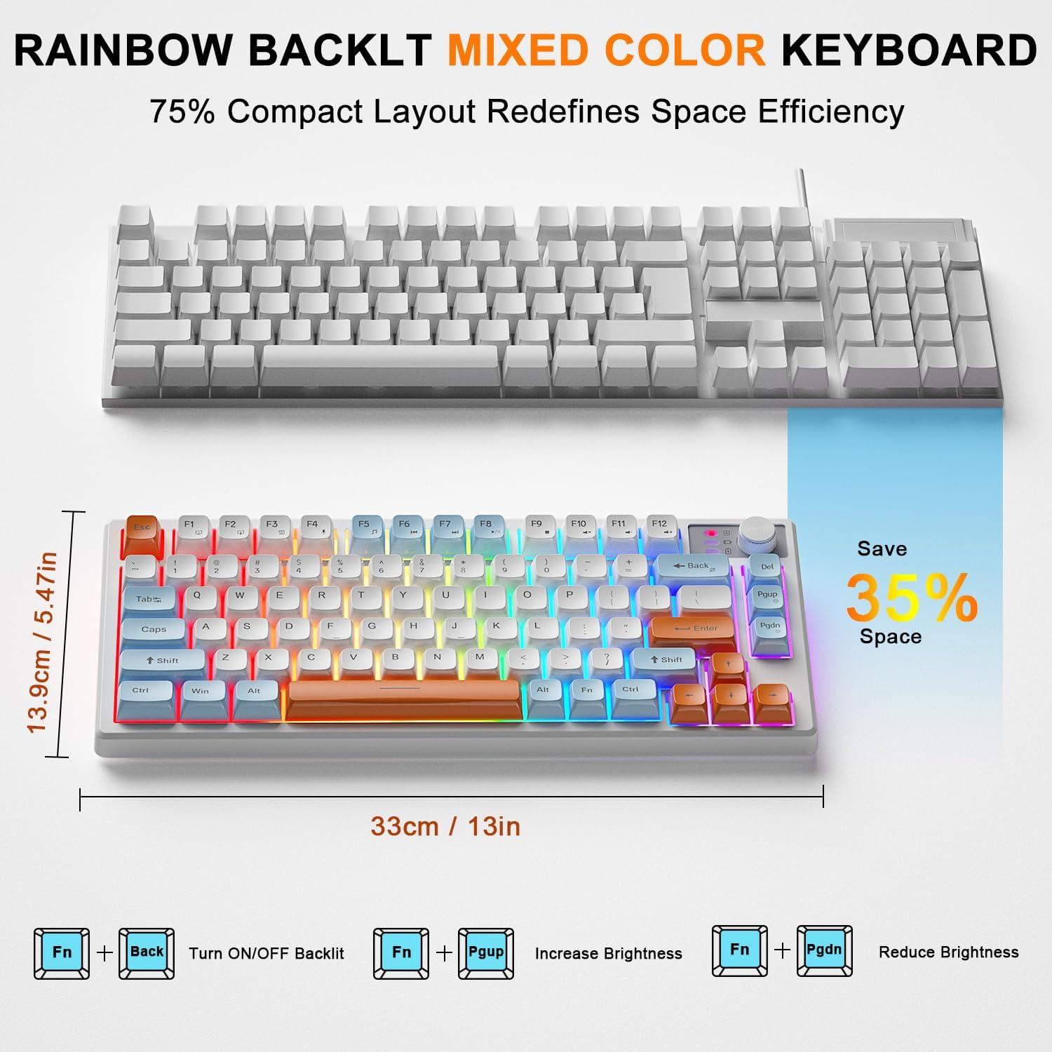 Teclado y Ratón Inalámbricos BlueFinger V75 RGB 75% Recargable