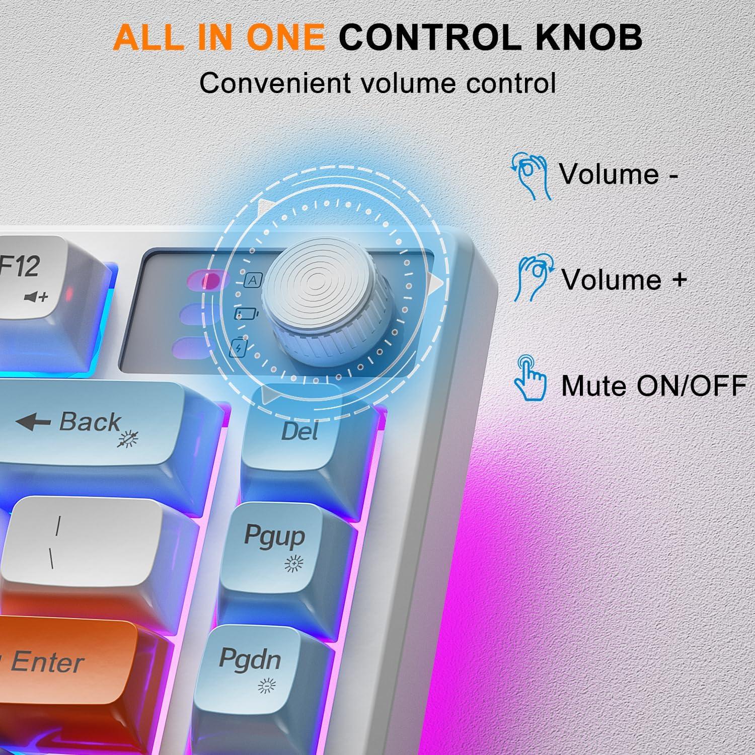 Teclado y Ratón Inalámbricos BlueFinger V75 RGB 75% Recargable