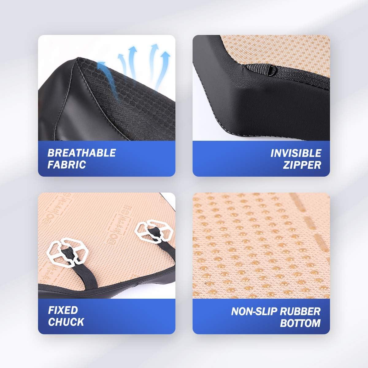 Cojín de Asiento de Coche KINGLETING Espuma Viscoelástica Negro