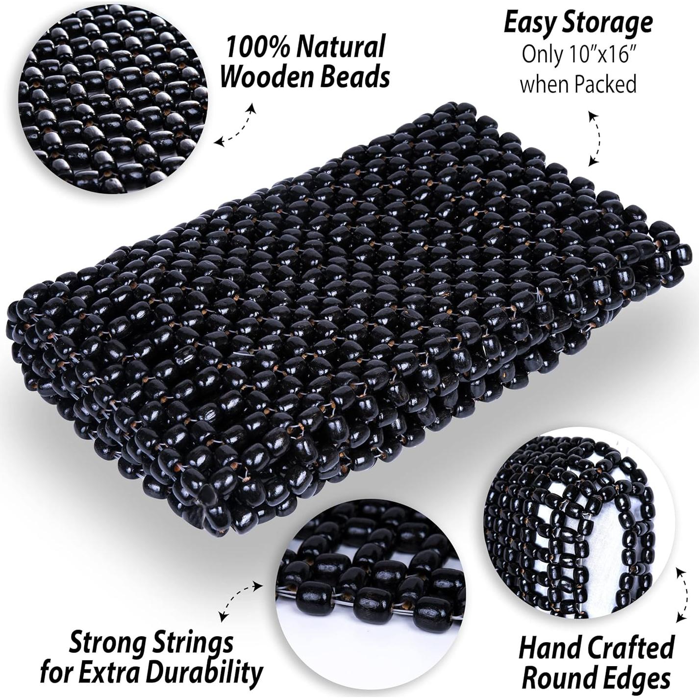 Cojín de Asiento de Madera ZONETECH SE84-06 Negro Ergonómico