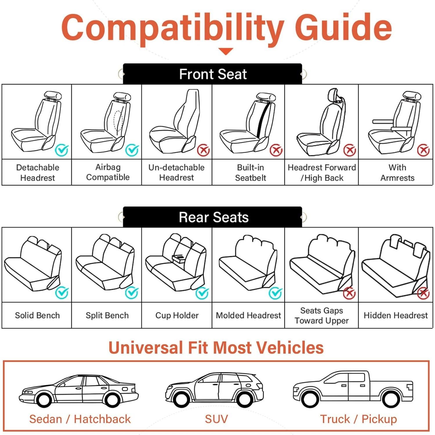 Cubiertas de Asiento Delantero Coverado D8846 Beige Universal