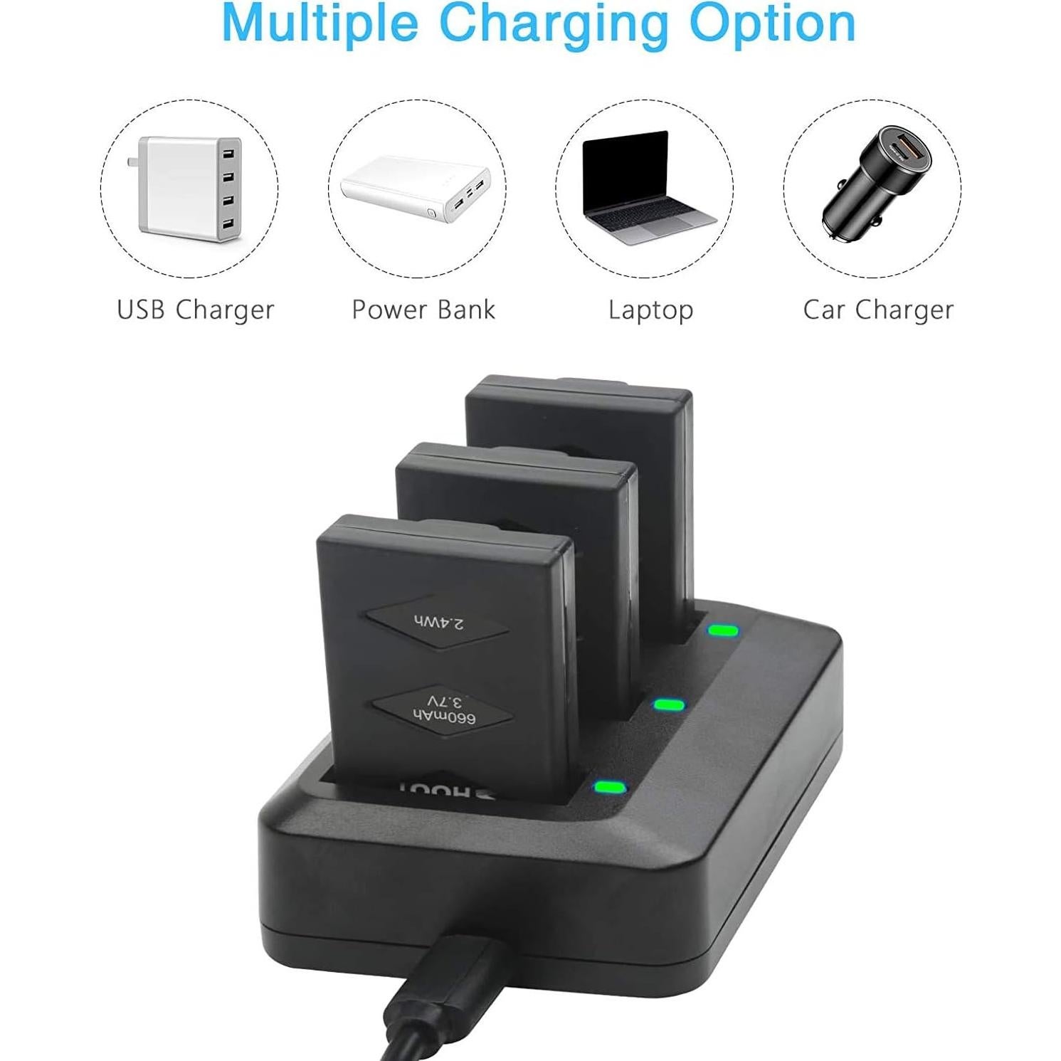 Kit Cargador Batería SHOOT 3 Pack 660mAh 3.7V Parrot MiniDrone