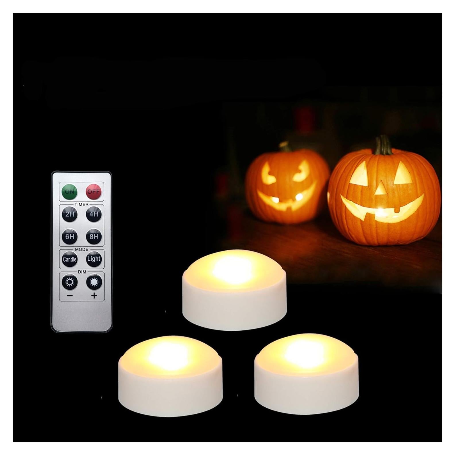 Luces LED de Calabaza Jingtech con Control Remoto y Temporizador, Paquete de 3