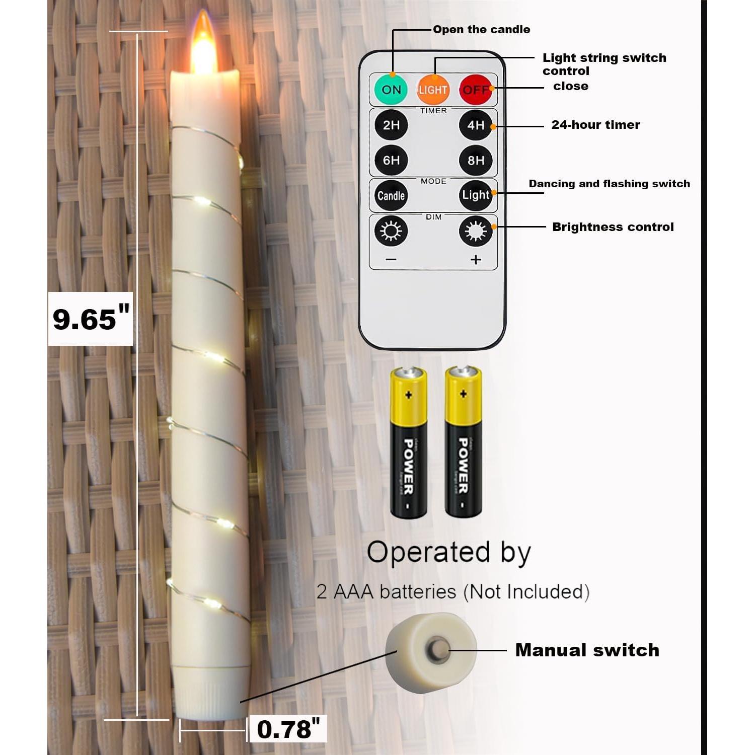 Vela LED sin llama Danip con control remoto y luz de estrellas