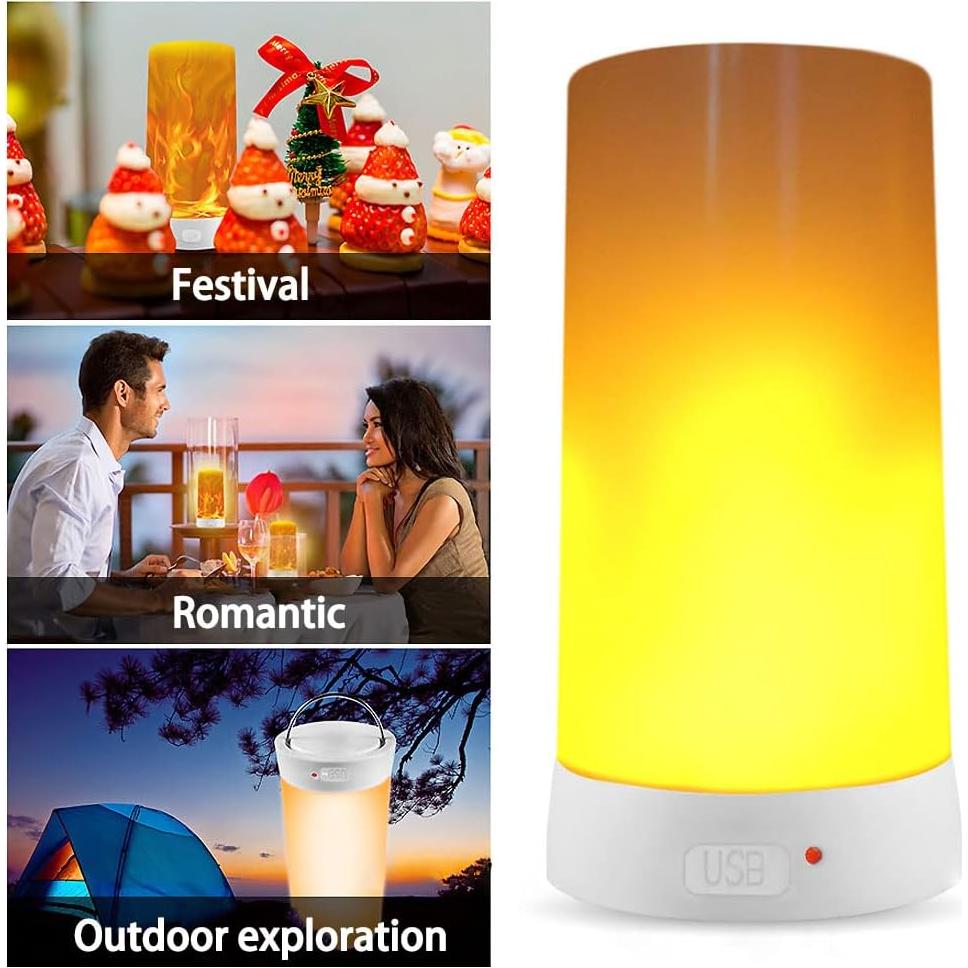 Lámpara LED Efecto Llama Kitmose Recargable USB 4 Modos