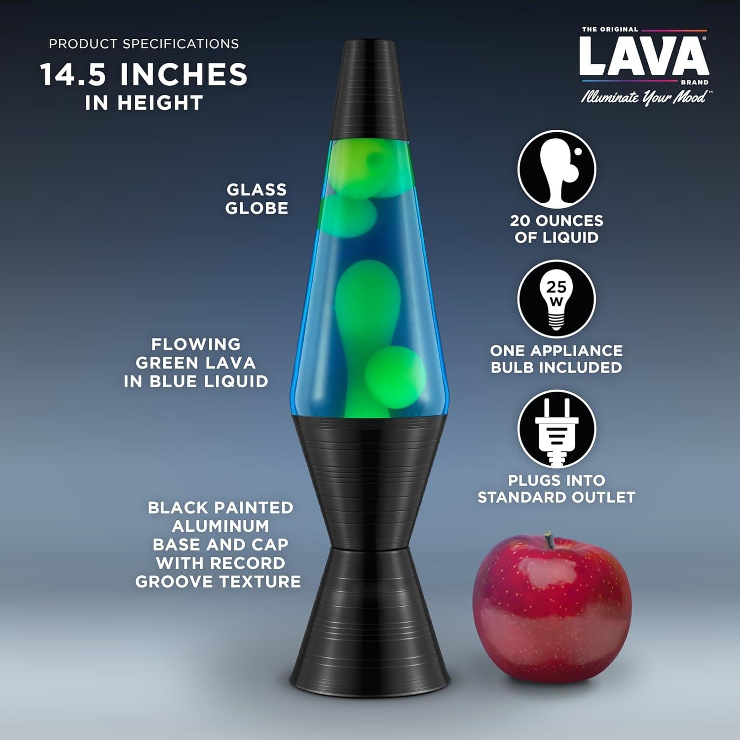 Lámpara LAVA Original 14.5" Azul con Base de Vinilo - Clásica