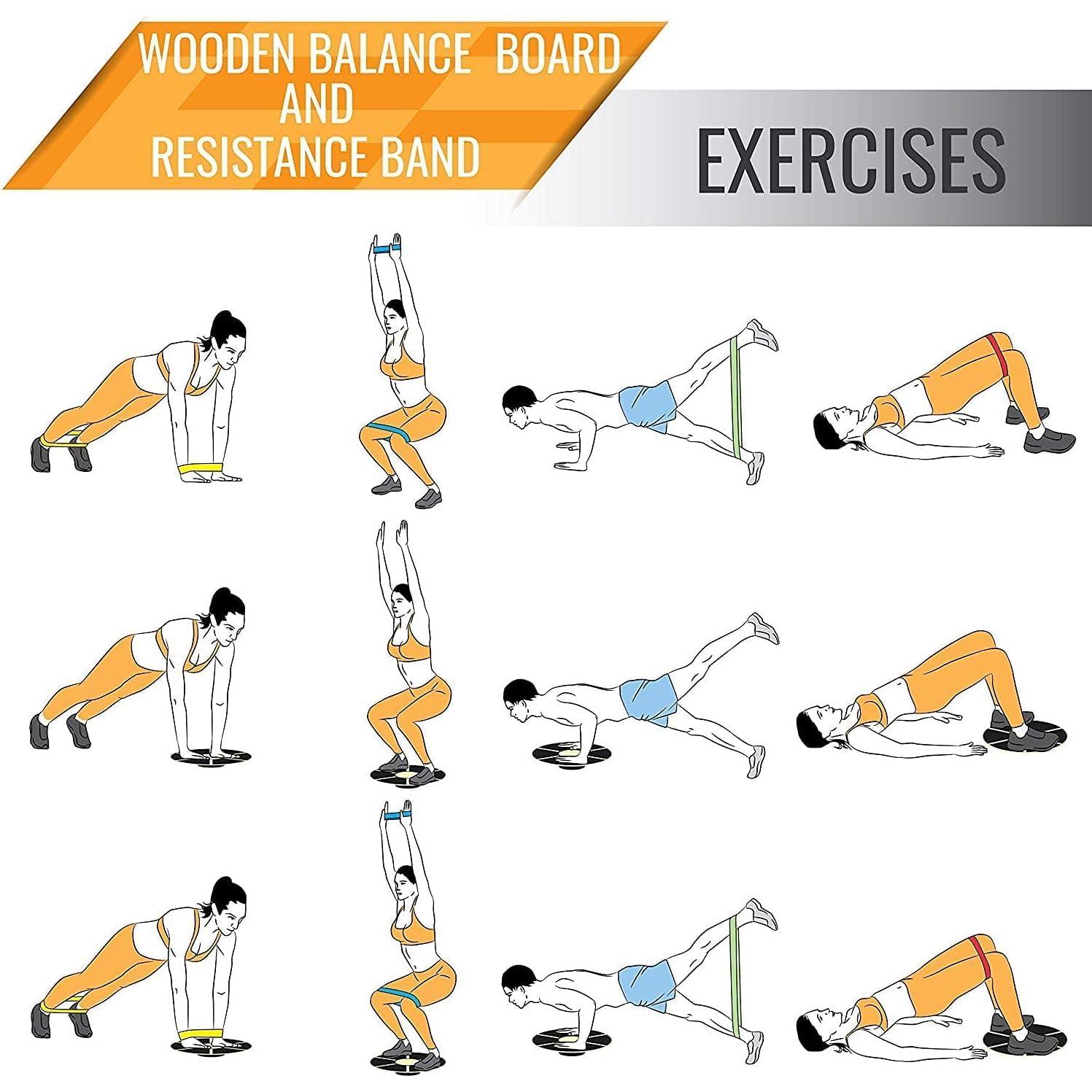 Tabla de Equilibrio de Madera Yes4All 40 cm + Bandas Resistencia