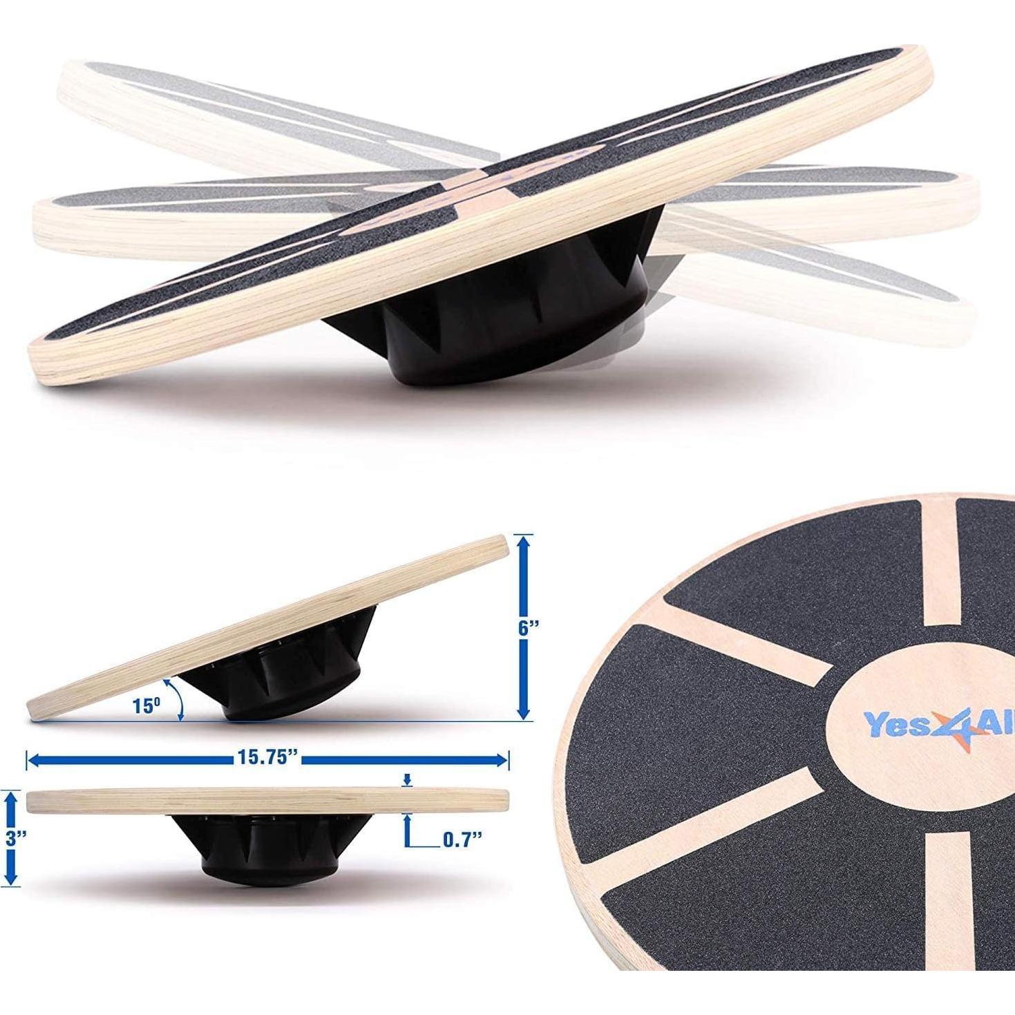 Tabla de Equilibrio de Madera Yes4All 40 cm + Bandas Resistencia